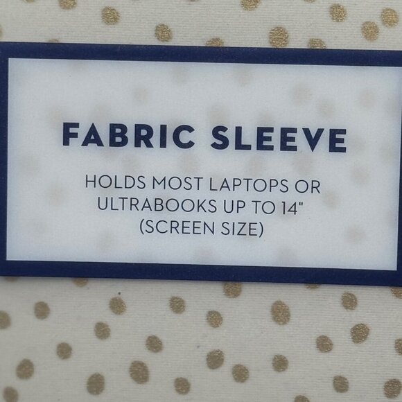 Dabney Lee fabric sleeve for laptops or Ultrabooks 14” white gold polka dots vel - Picture 4 of 12